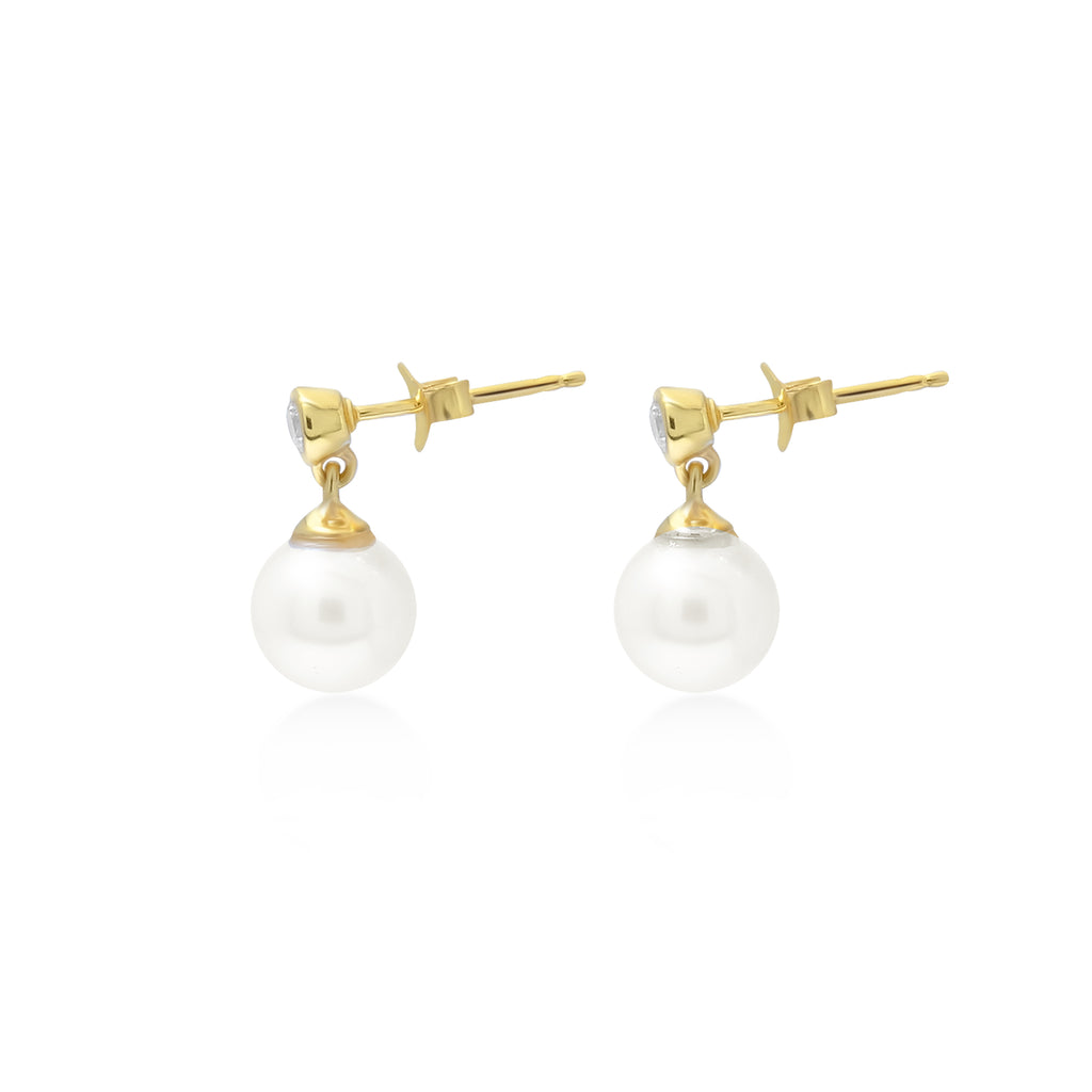 Anting Stud Gold Plated Koleksi Lumine Pearl Sterling Silver 925