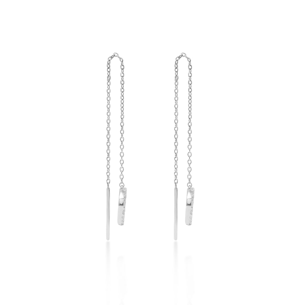 Sterling Silver 925 Dainty Heart Threader Earrings Collection