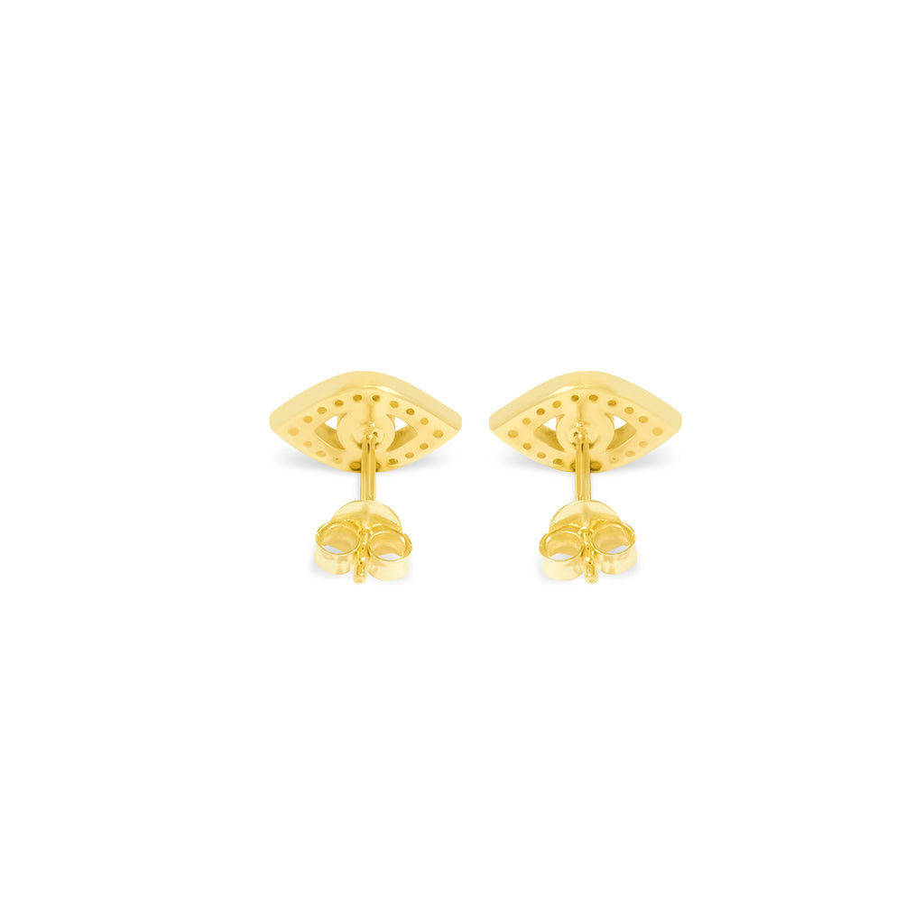 Evil Eye Sterling Silver 925 Gold Plated Stud Earrings