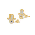 Hamsa Collection Sterling Silver 925 Gold Plated Stud Earrings
