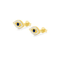 Evil Eye Sterling Silver 925 Gold Plated Stud Earrings