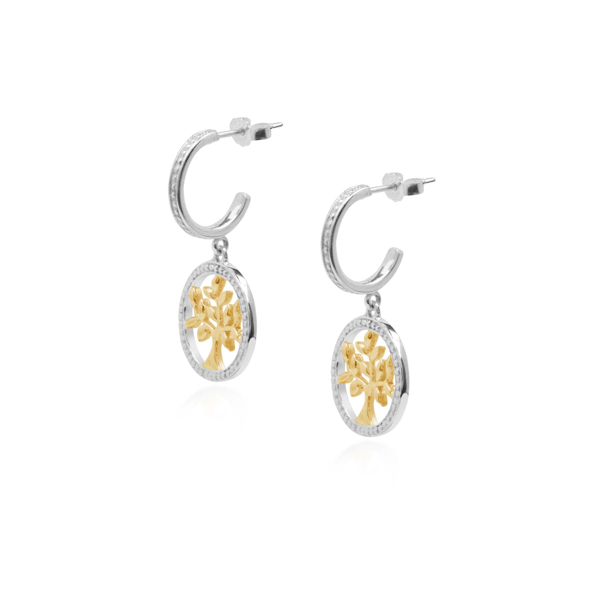 925 Silver Hoop Earrings Tree Of Life Sterling Silver Collection