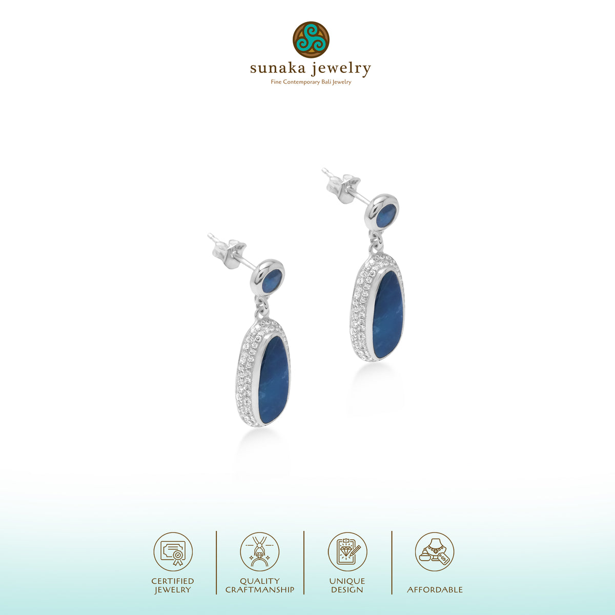 Anting Stud Koleksi Opal Perak 925
