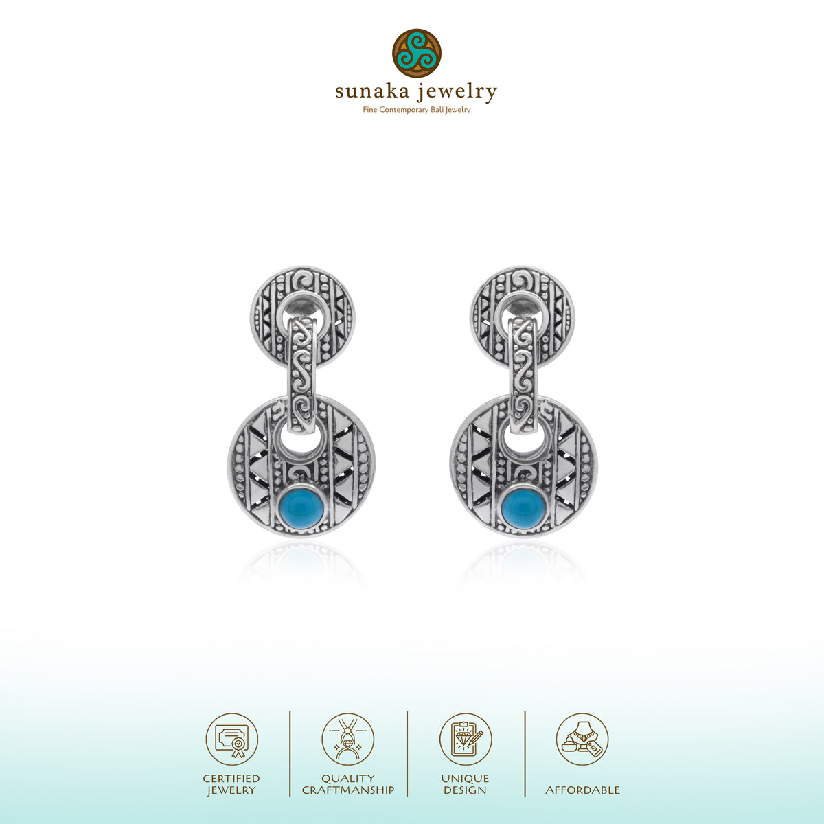 Anting Drop Koleksi Bohemian Sterling Silver 925