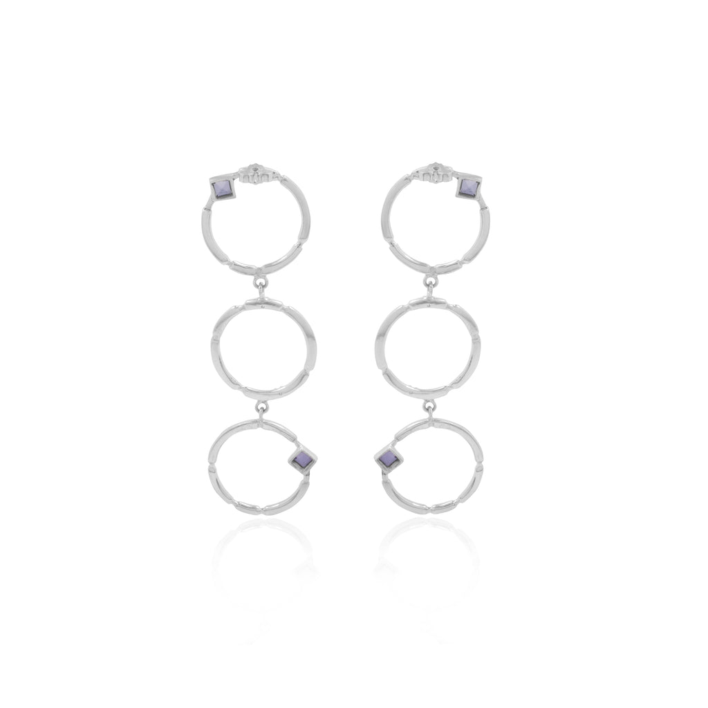 925 Silver Long Drop Iolite Gemstone Aeon Collection Earrings