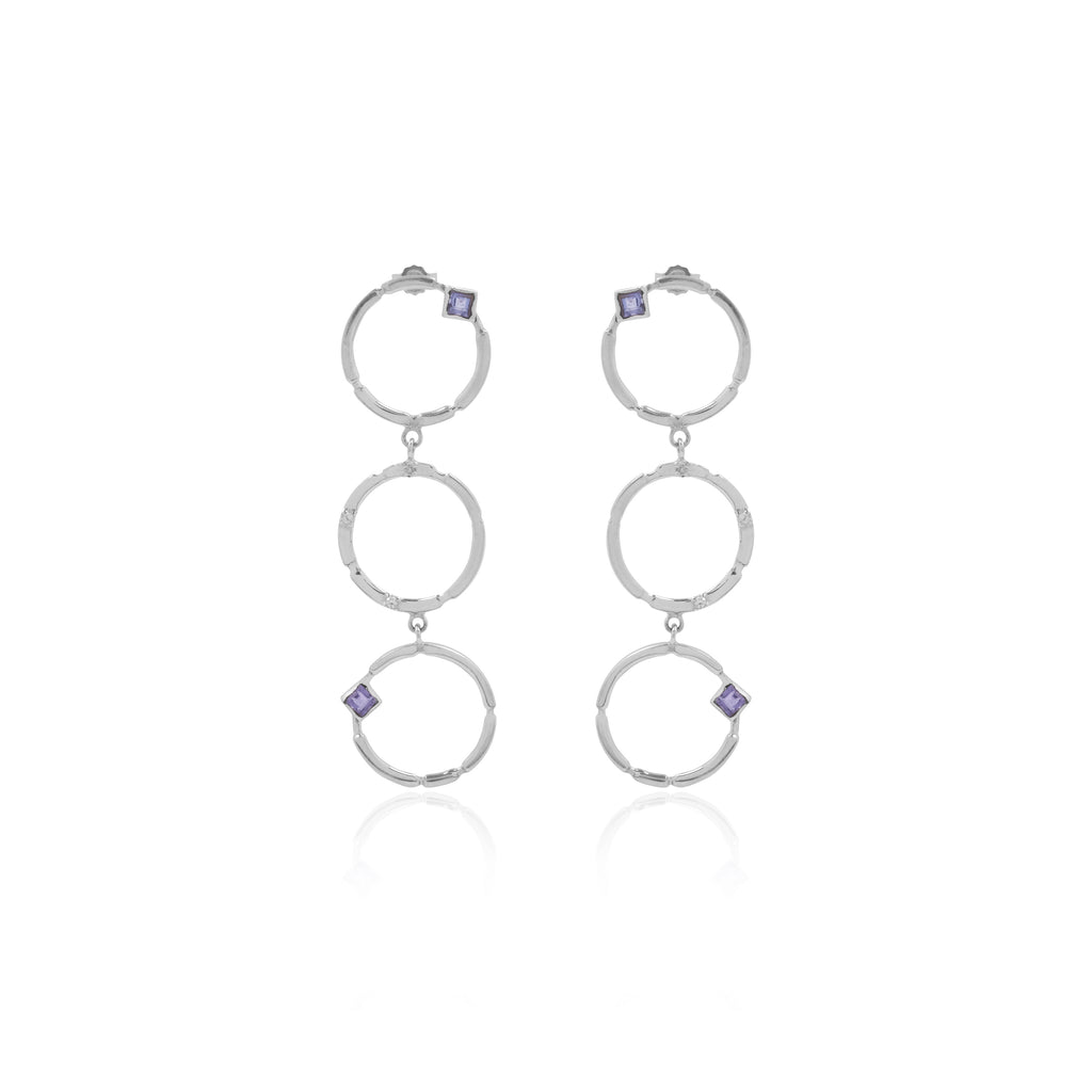 925 Silver Long Drop Iolite Gemstone Aeon Collection Earrings