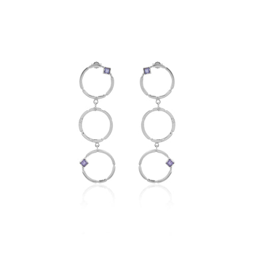 925 Silver Long Drop Iolite Gemstone Aeon Collection Earrings