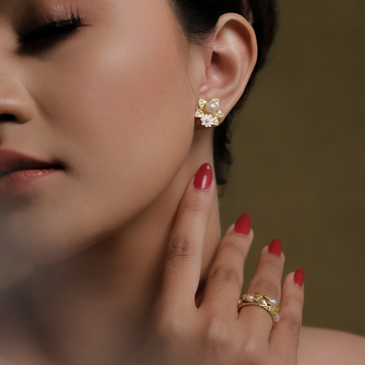 Subeng Kecil Perak Koleksi Mutiara Melati Sterling Silver 925 Gold Plated