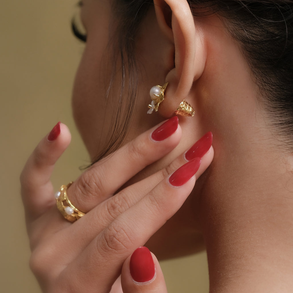 Subeng Kecil Perak Koleksi Mutiara Melati Sterling Silver 925 Gold Plated