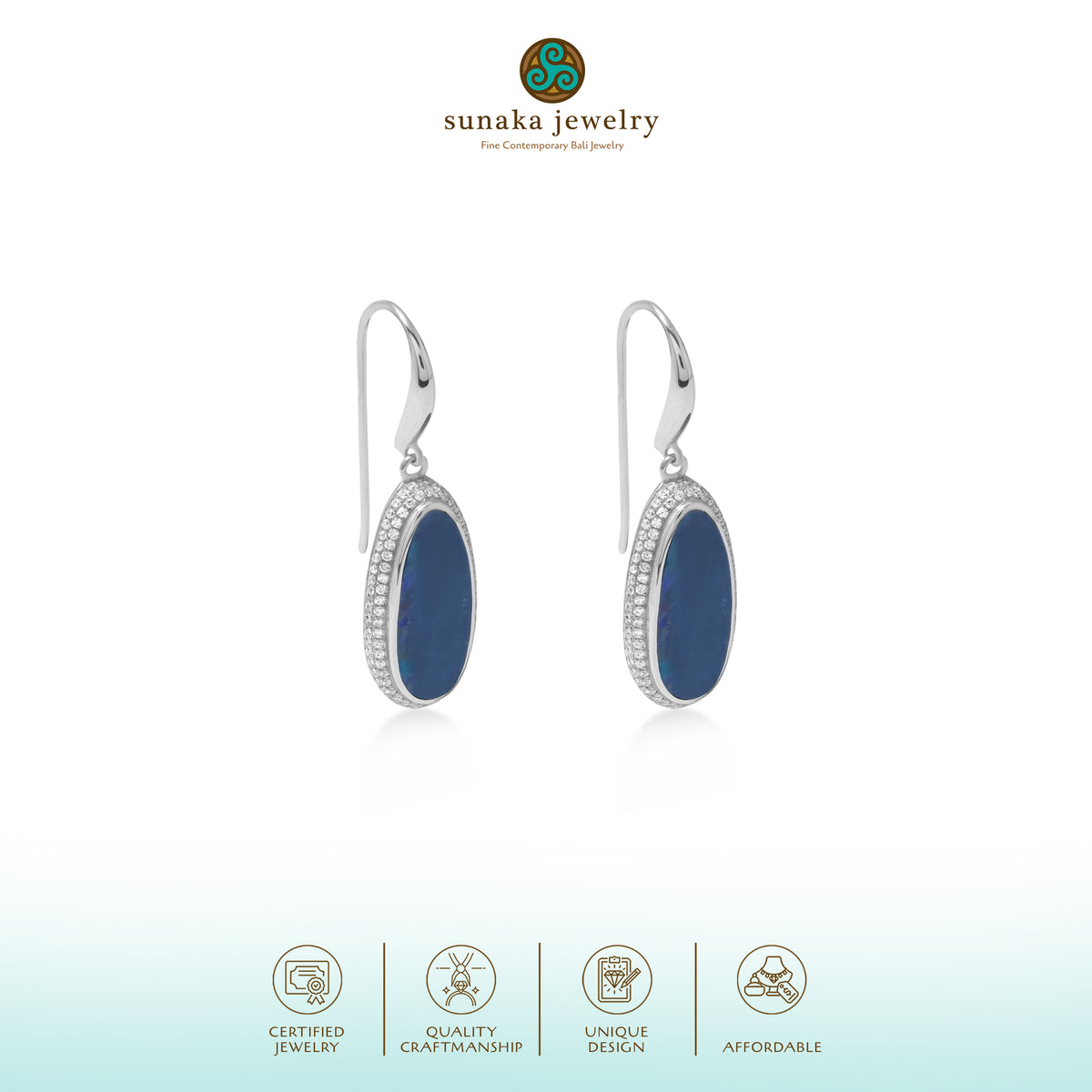 Anting Hook Koleksi Opal Perak 925