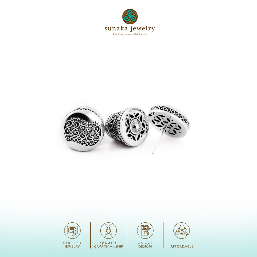 Anting Subeng Bulat Koleksi Batik Indonesia Sterling Silver 925