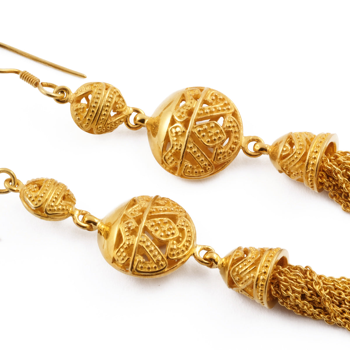 925 Silver Songket Collection Sterling Silver Drop Chain Earrings
