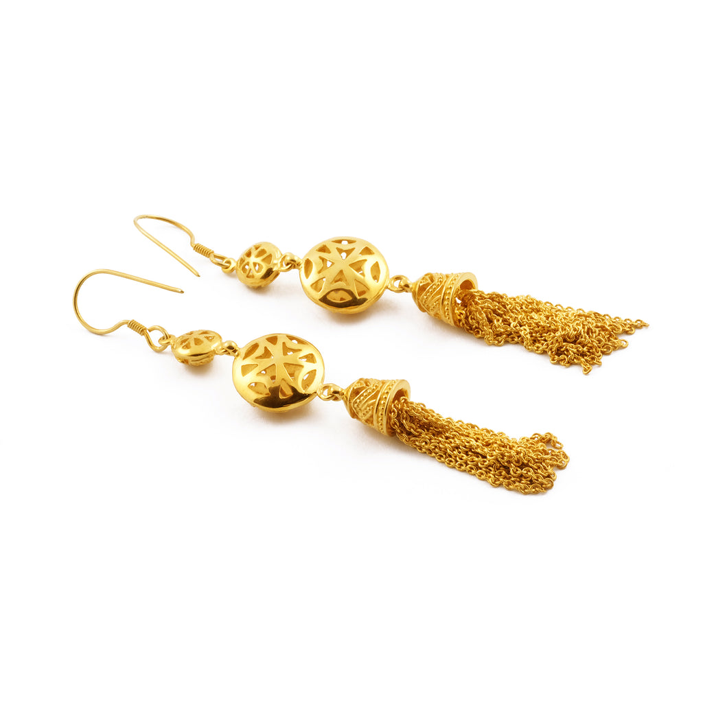 925 Silver Songket Collection Sterling Silver Drop Chain Earrings