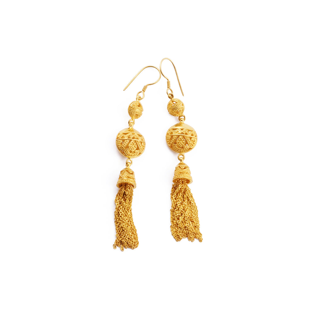 925 Silver Songket Collection Sterling Silver Drop Chain Earrings