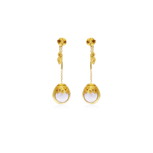 Mandalika Pearl Collection Drop Earrings Sterling Silver 925 Gold Plated