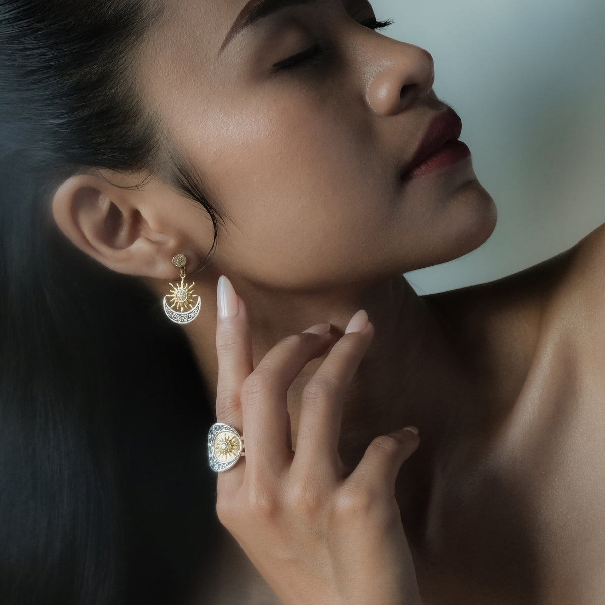 Sterling Silver 925 Sun Collection Stud Earrings
