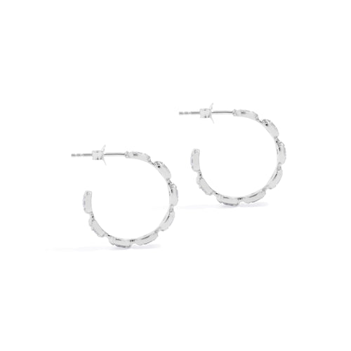 Bold Squares Gemstone Bar Hoop Earrings 925 Sterling Silver
