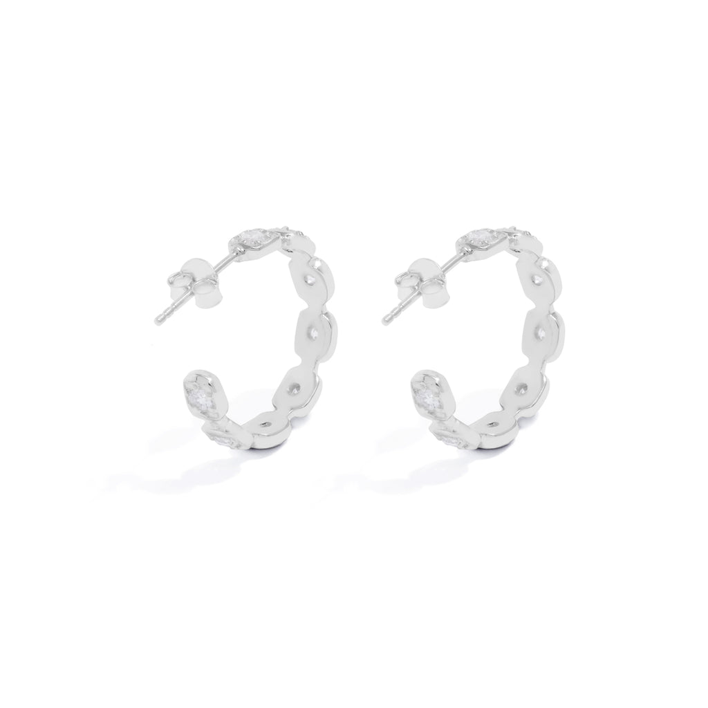 Bold Squares Gemstone Bar Hoop Earrings 925 Sterling Silver