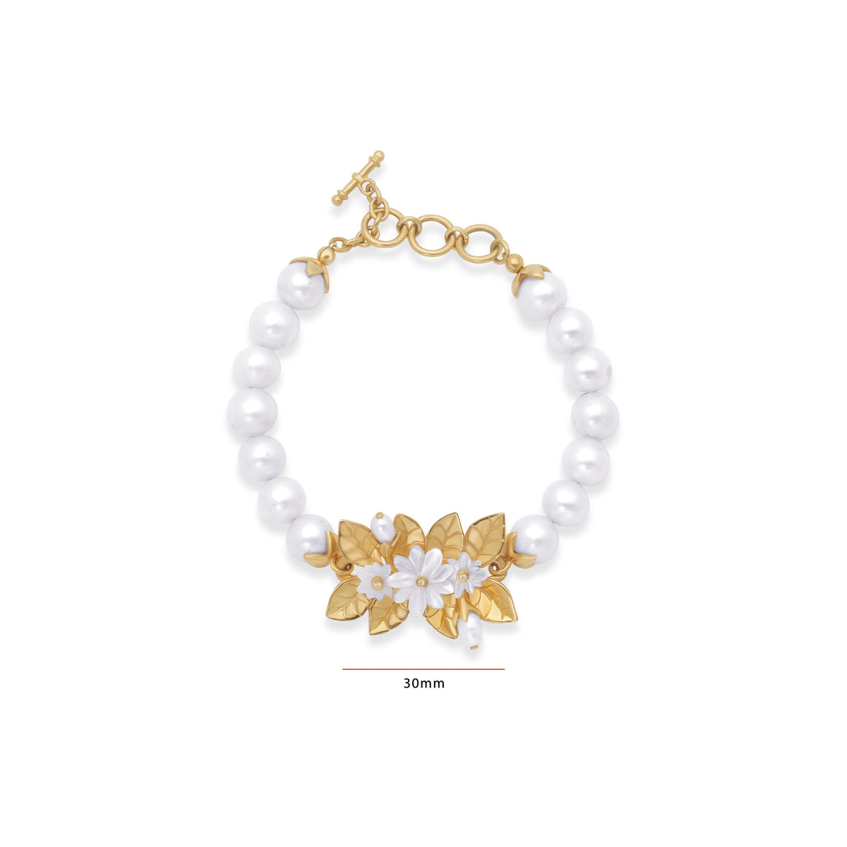 925 Sterling Silver Gold Plated Pearl Bracelet Jasmine Pearl Collection