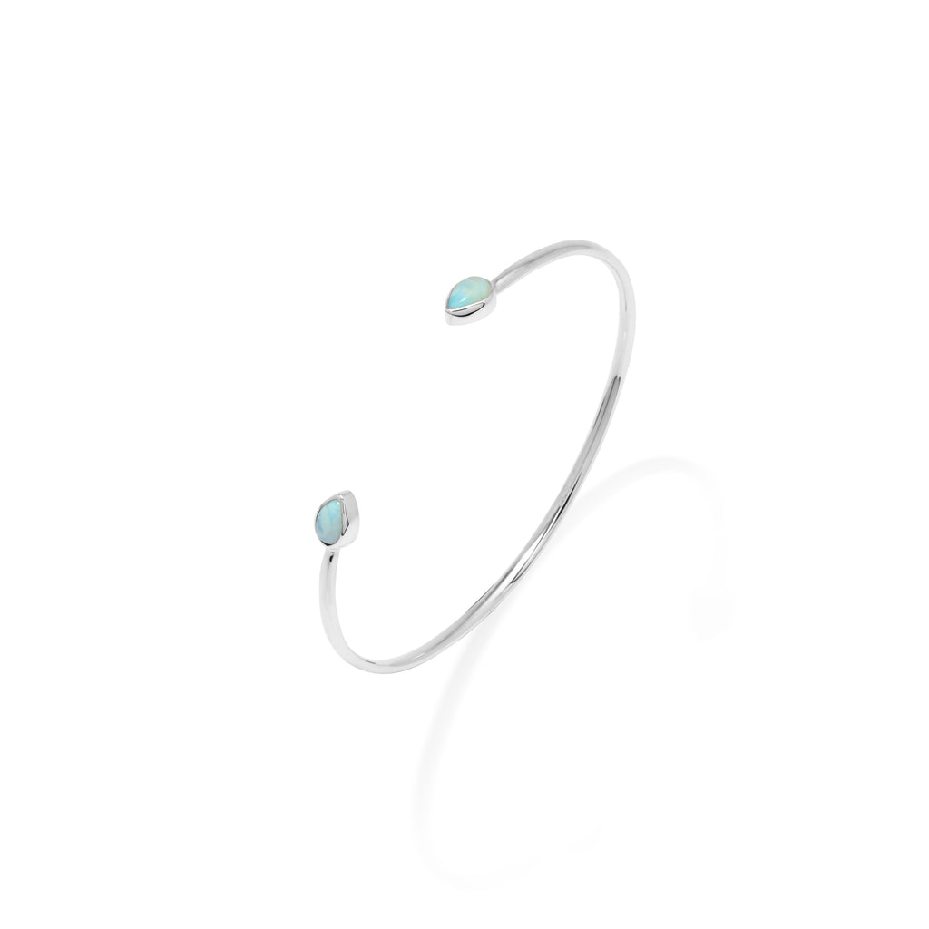 Larimar Sterling Silver 925 Teardrop Bangle Bracelet