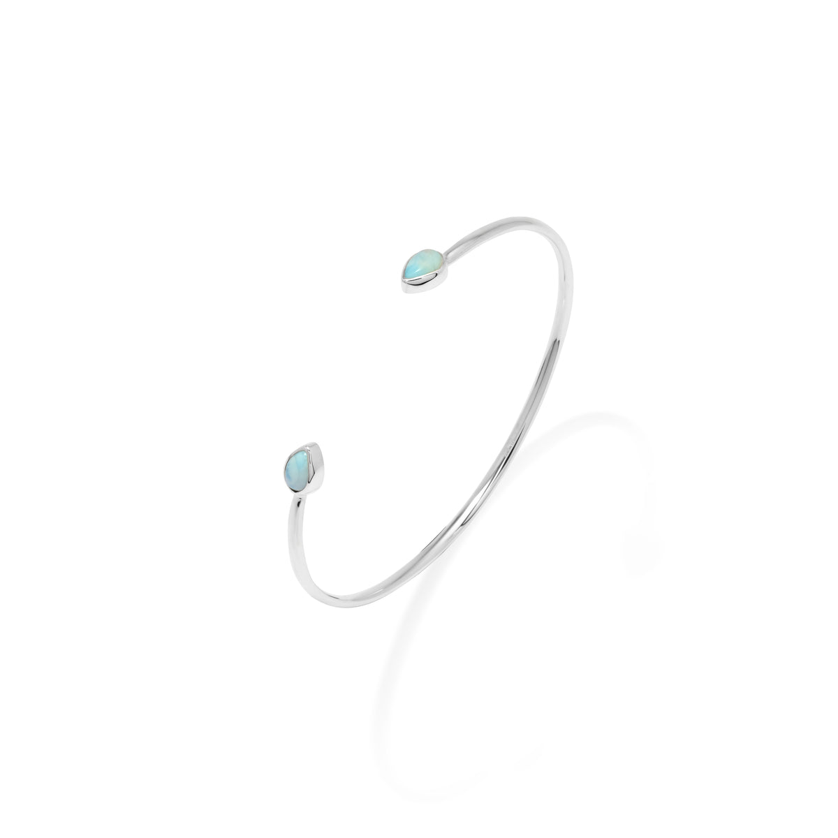 Larimar Sterling Silver 925 Teardrop Bangle Bracelet