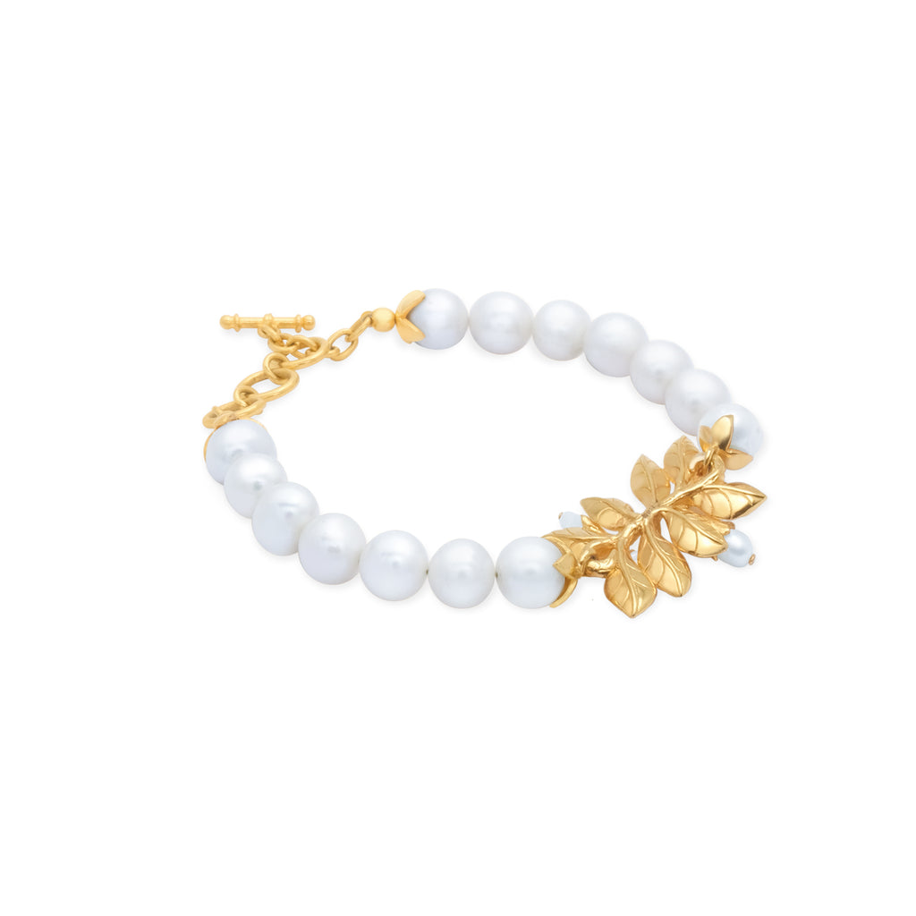 925 Sterling Silver Gold Plated Pearl Bracelet Jasmine Pearl Collection