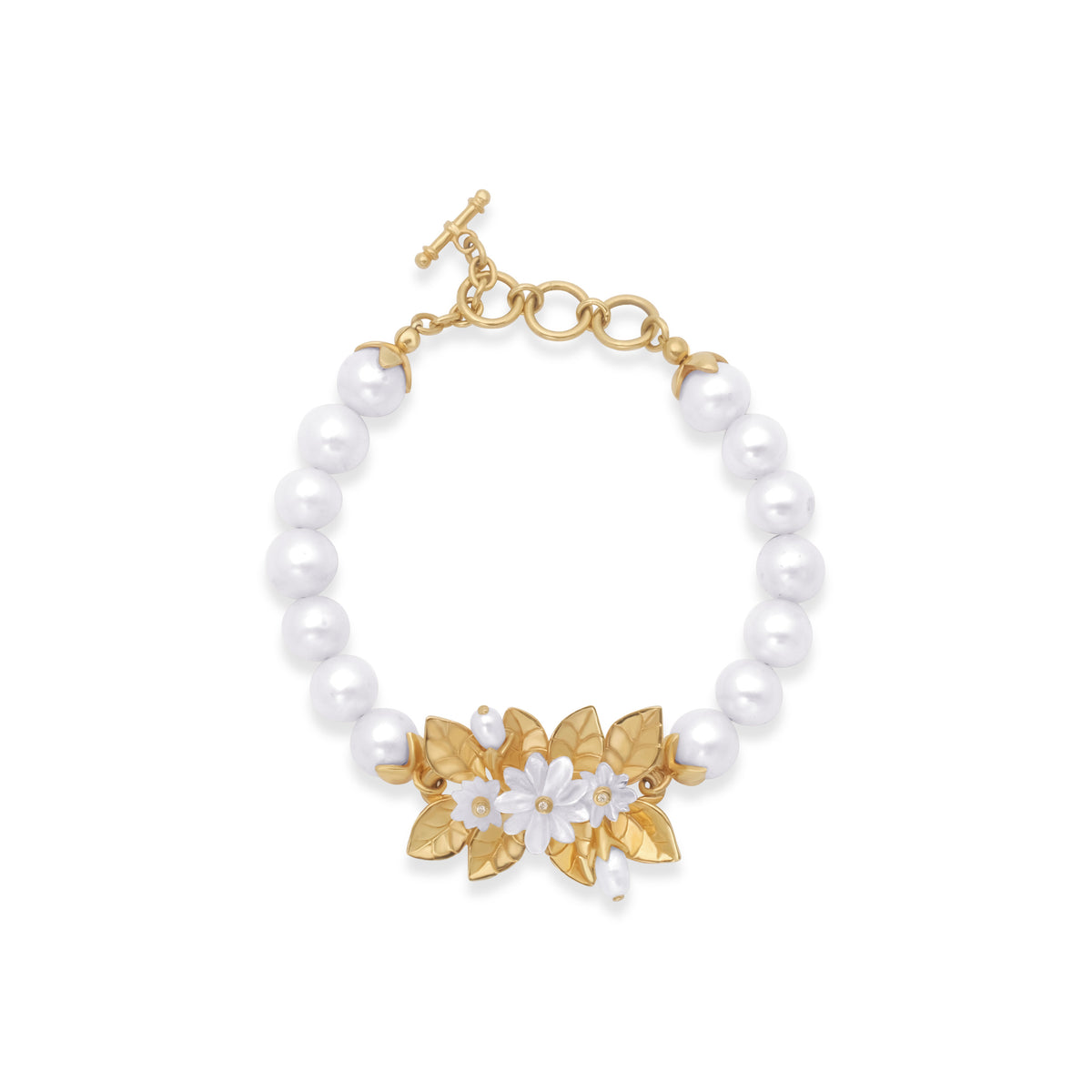 925 Sterling Silver Gold Plated Pearl Bracelet Jasmine Pearl Collection