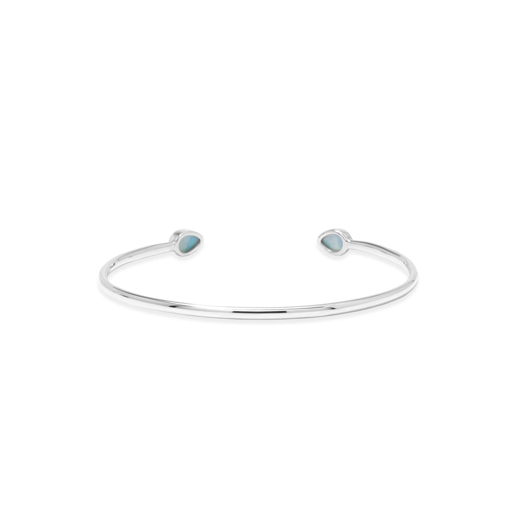 Larimar Sterling Silver 925 Teardrop Bangle Bracelet