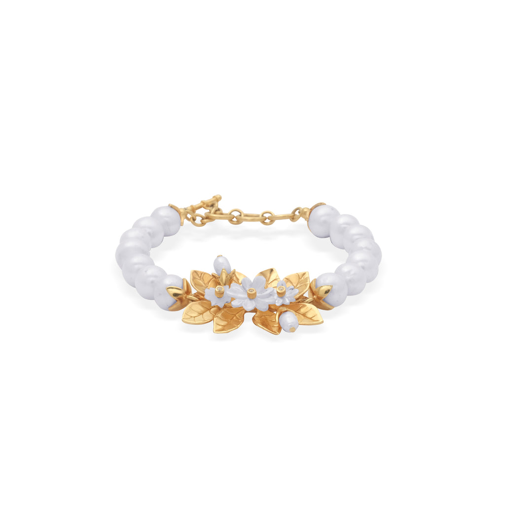 925 Sterling Silver Gold Plated Pearl Bracelet Jasmine Pearl Collection
