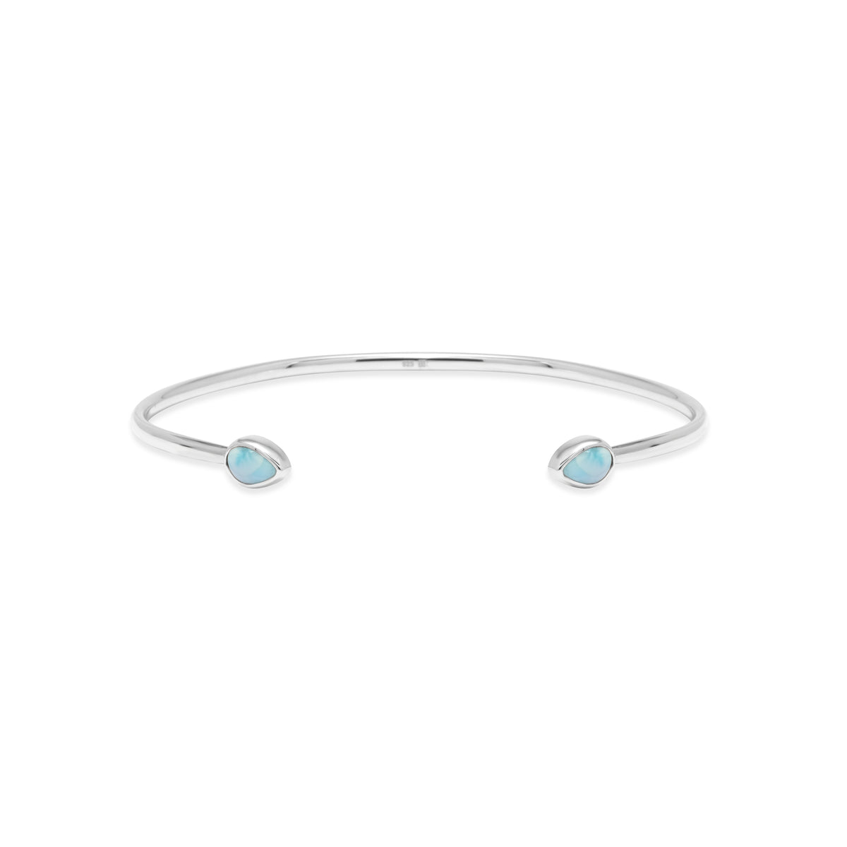 Larimar Sterling Silver 925 Teardrop Bangle Bracelet