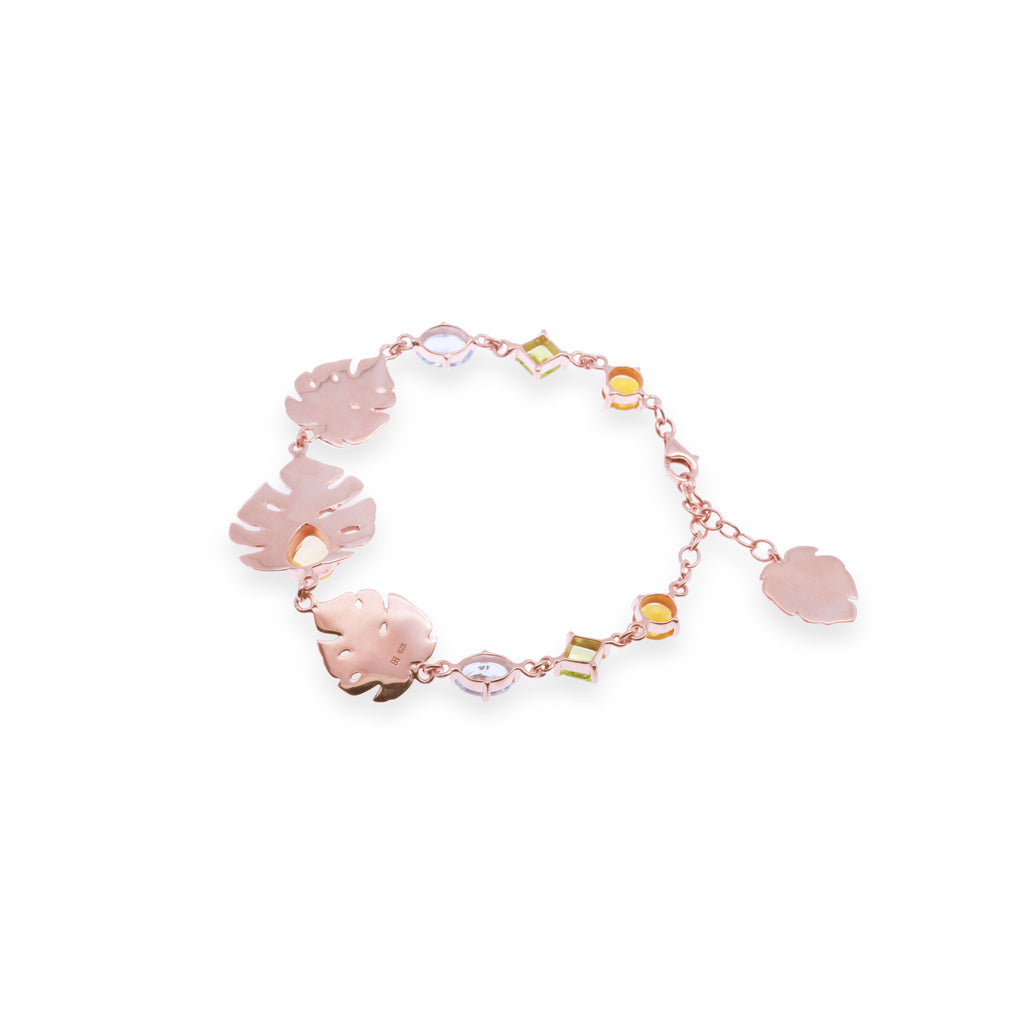 925 Silver Monstera Collection Rose Gold Plated Bracelet