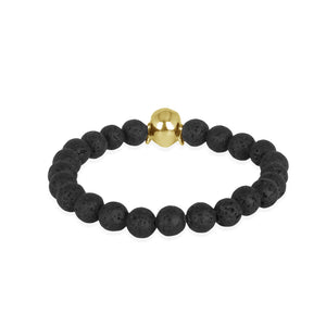 Gelang Perak 925 Koleksi Lava Bead Buddha Gold Plated