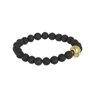 Gelang Perak 925 Koleksi Lava Bead Buddha Gold Plated