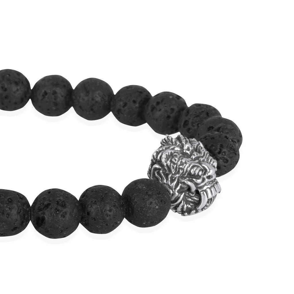 925 Silver Bracelet Lava Bead Rangda Sterling Silver Oxidized Collection