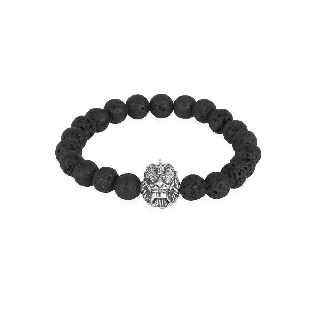 925 Silver Bracelet Lava Bead Rangda Sterling Silver Oxidized Collection