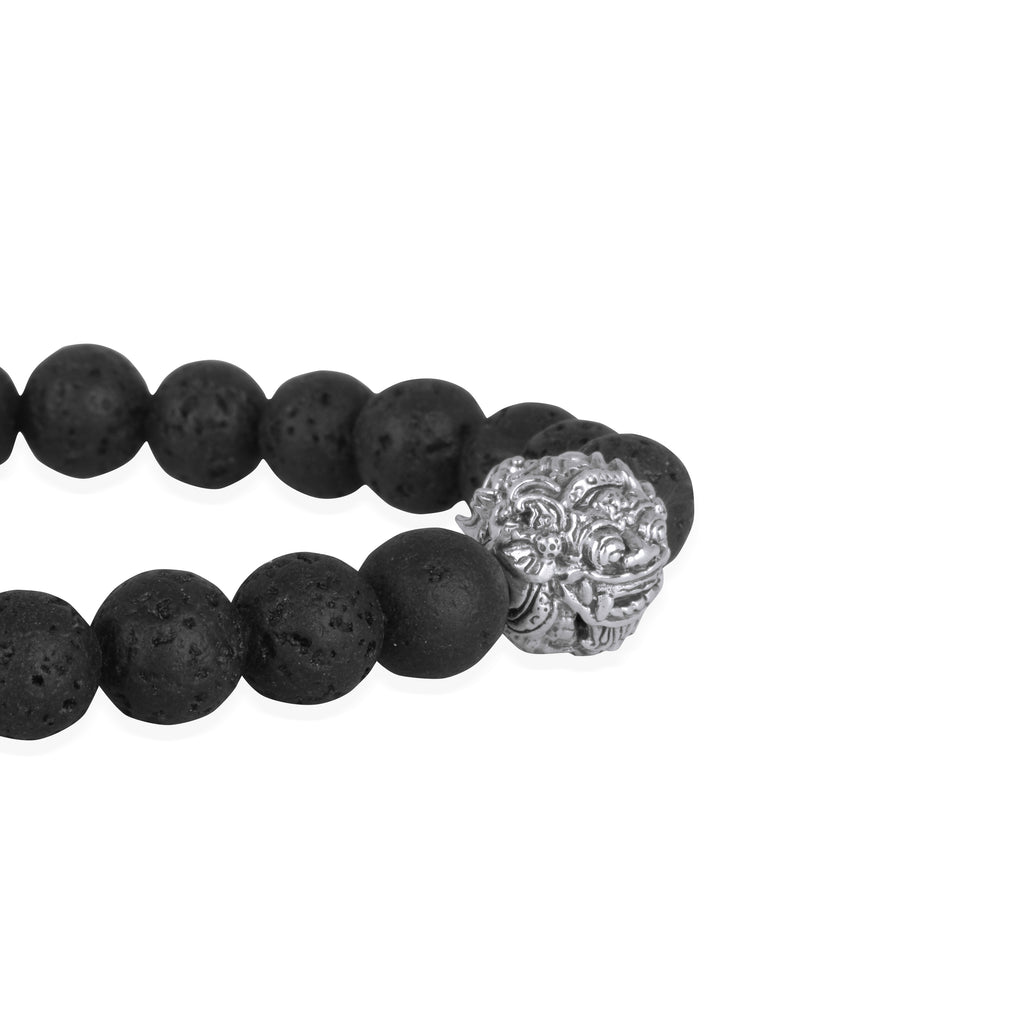 925 Sterling Silver Barong Lava Bead Oxidized Bracelet
