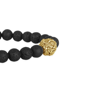 Gelang Perak 925 Koleksi Lava Bead Barong Gold Plated