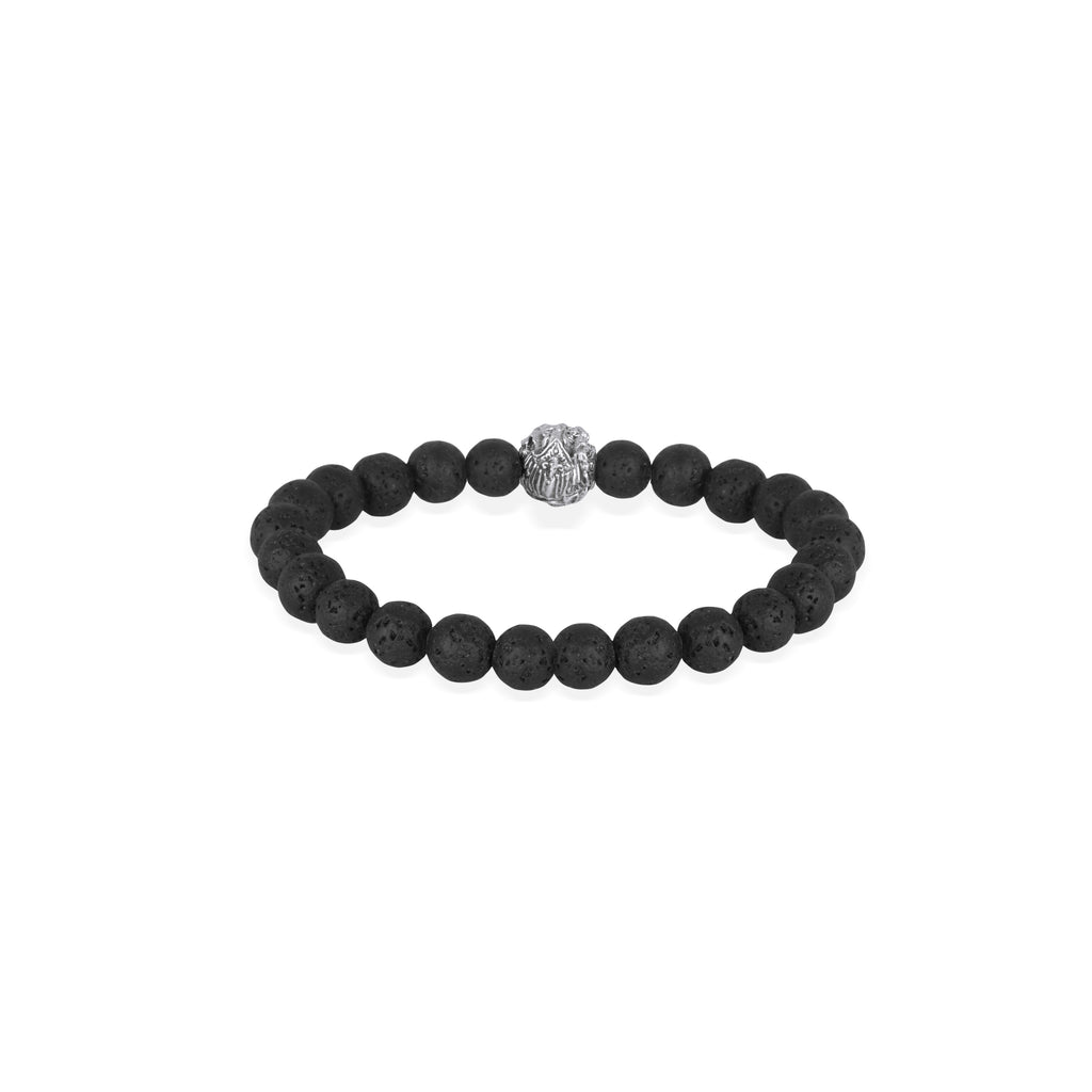 925 Sterling Silver Barong Lava Bead Oxidized Bracelet