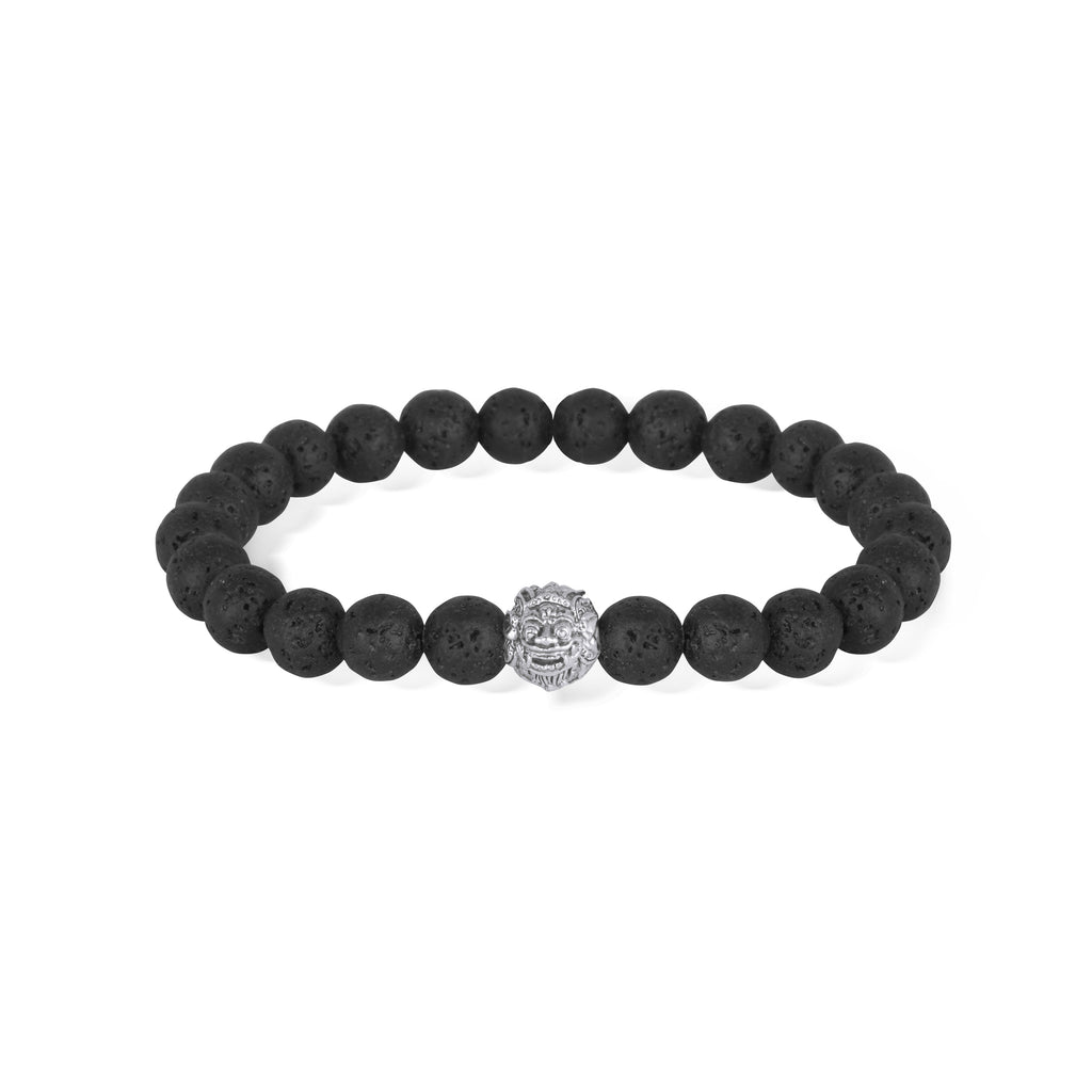 925 Sterling Silver Barong Lava Bead Oxidized Bracelet