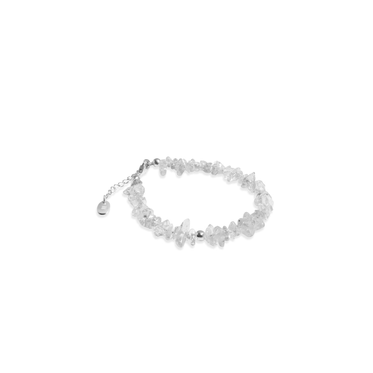Aura Collection Sterling Silver 925 Clear Quartz Beaded Bracelet