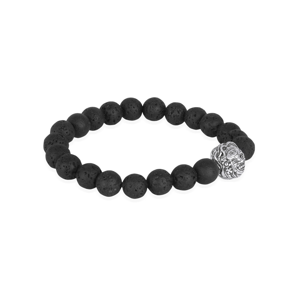 925 Silver Lava Bead Collection Sidakarya Oxidized Sterling Silver Bracelet