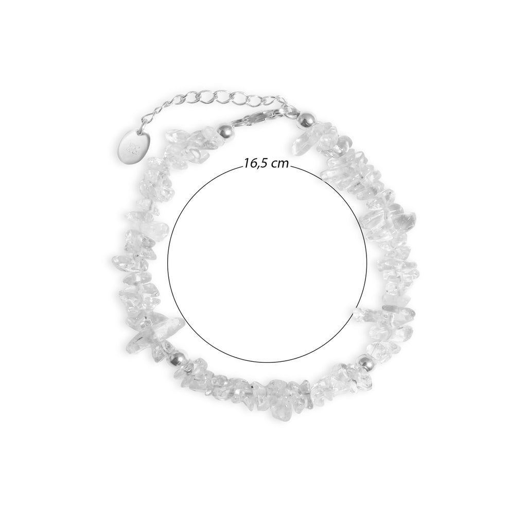 Aura Collection Sterling Silver 925 Clear Quartz Beaded Bracelet