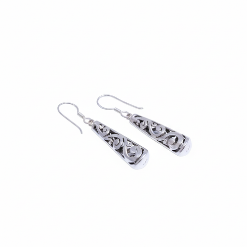 925 Sterling Silver Saw-Cut Drop Earrings