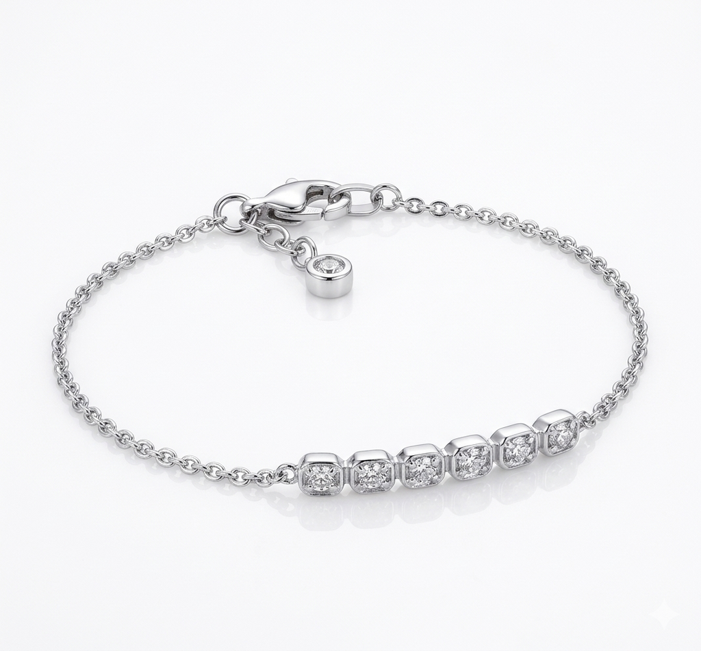 Petite Square Sterling Silver 925 Collection Bracelet