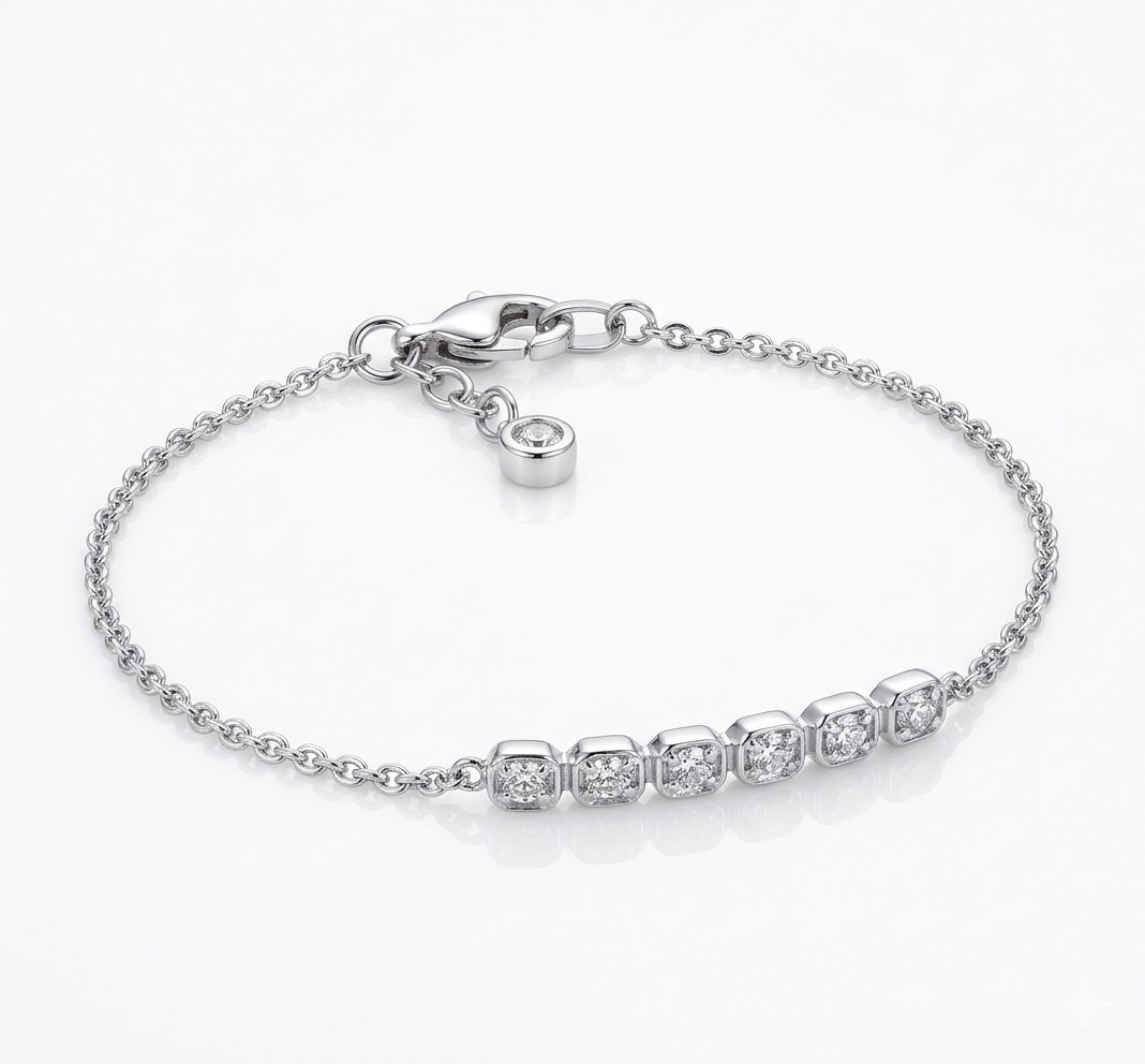 Petite Square Sterling Silver 925 Collection Bracelet
