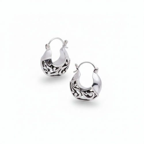 925 Sterling Silver Sawed Collection Silver Hoop Earrings