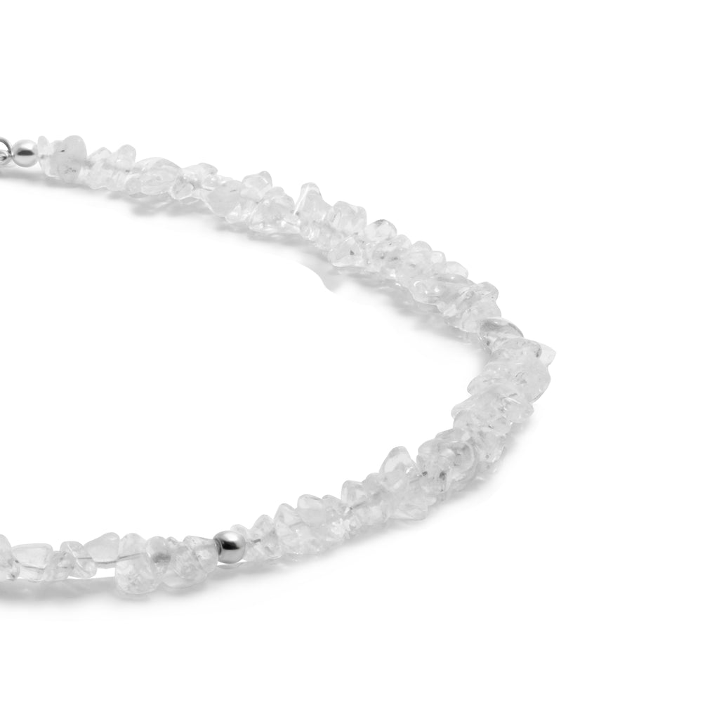 Aura Collection Choker Necklace 925 Sterling Silver Clear Quartz