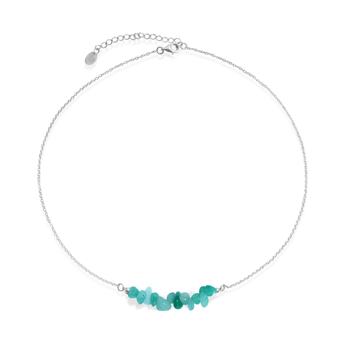 Aura Collection Sterling Silver 925 Green Aventurine Chain Necklace