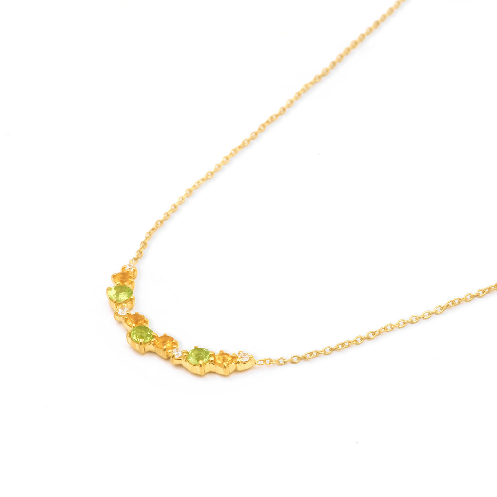925 Sterling Silver Gold Plated Prong Collection Necklace