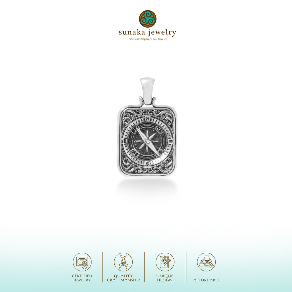 Silver Pendant Box Compass Sterling Silver 925 Collection